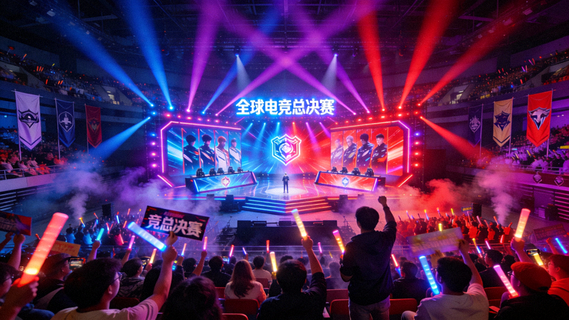 全球电竞总决赛现场盛况 - 巨大的舞台、炫目的灯光与热情的观众